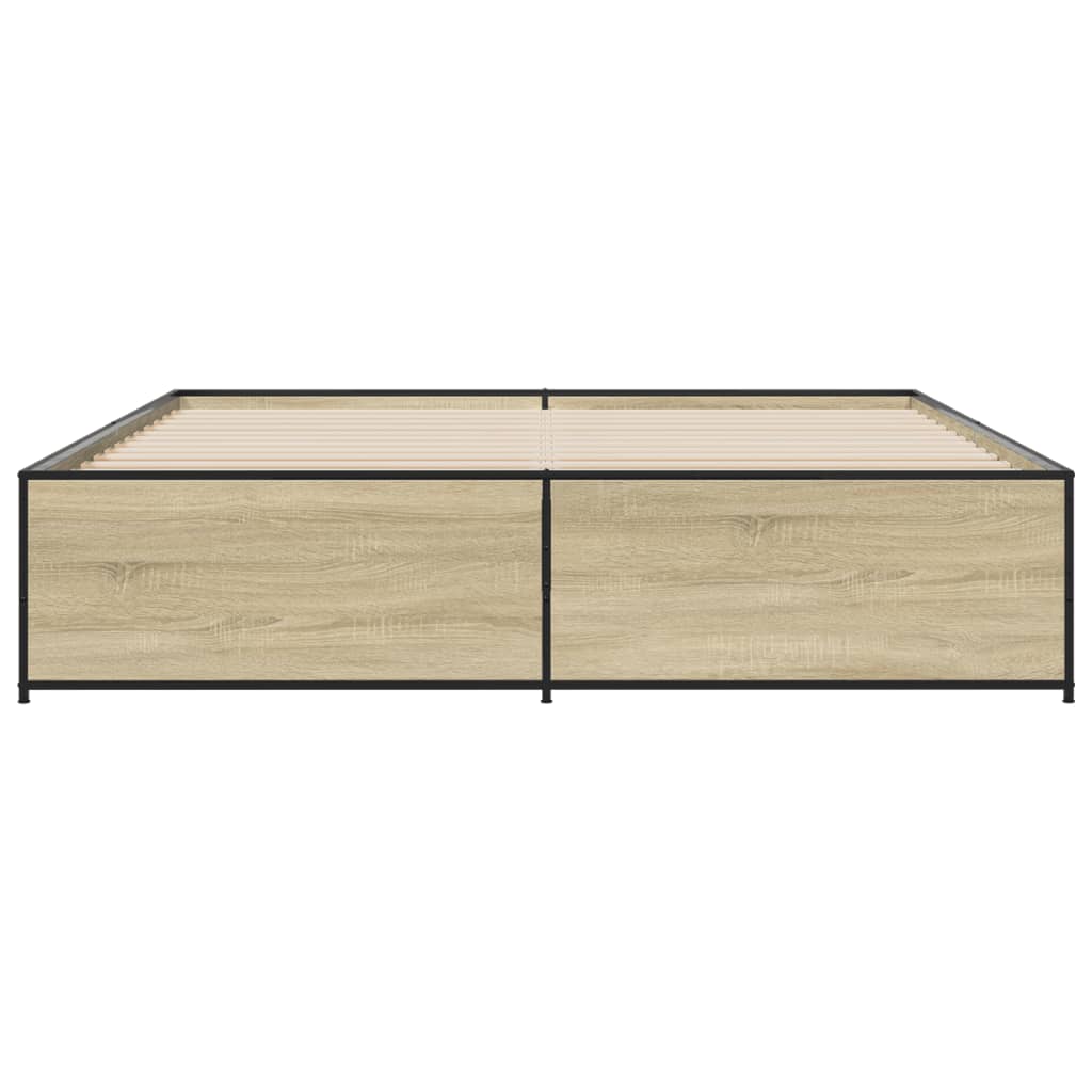 Sängram sonoma-ek 200x200 cm konstruerat trä och metall