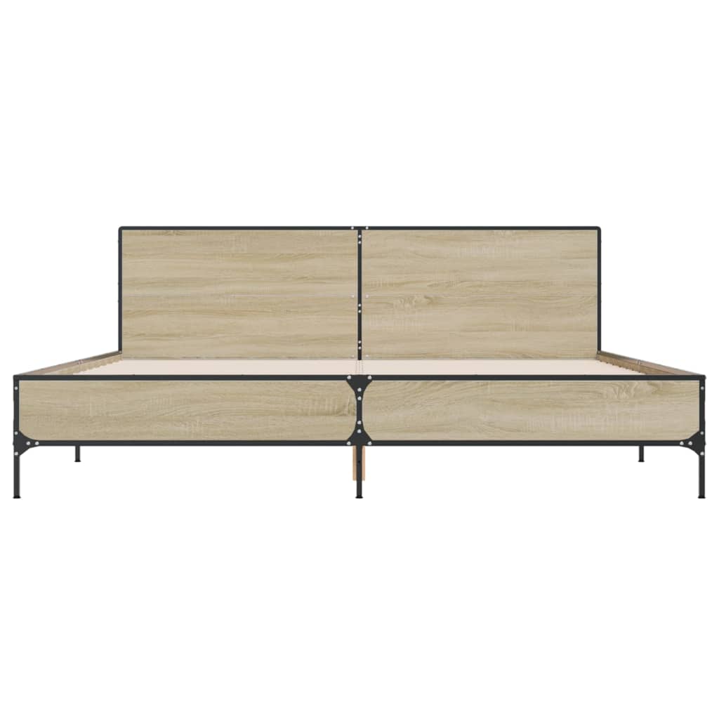 Sängram sonoma-ek 200x200 cm konstruerat trä och metall