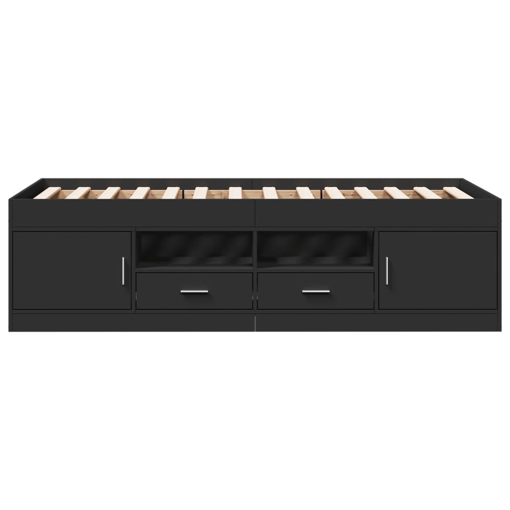 Dagbädd med lådor utan madrass svart 90x190 cm