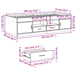 Dagbädd med lådor utan madrass vit 75x190 cm