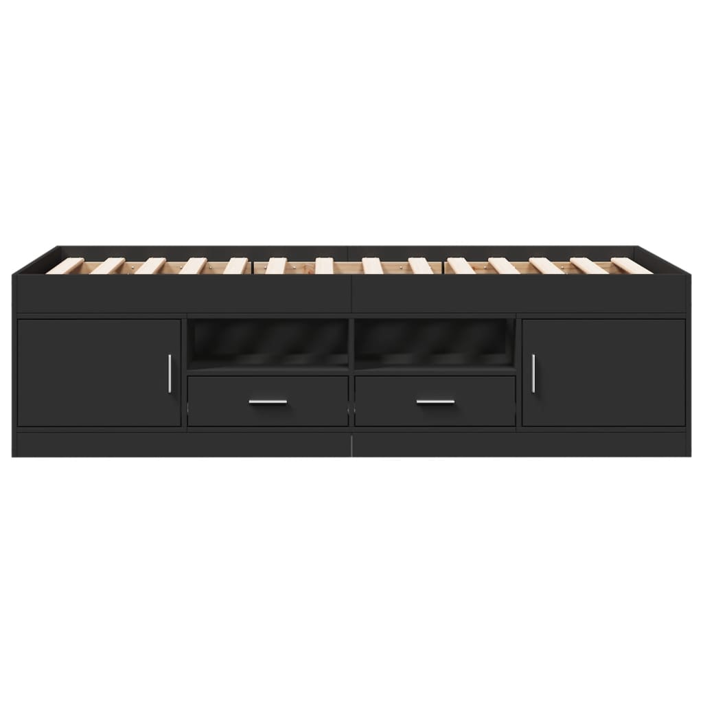 Dagbädd med lådor utan madrass svart 75x190 cm