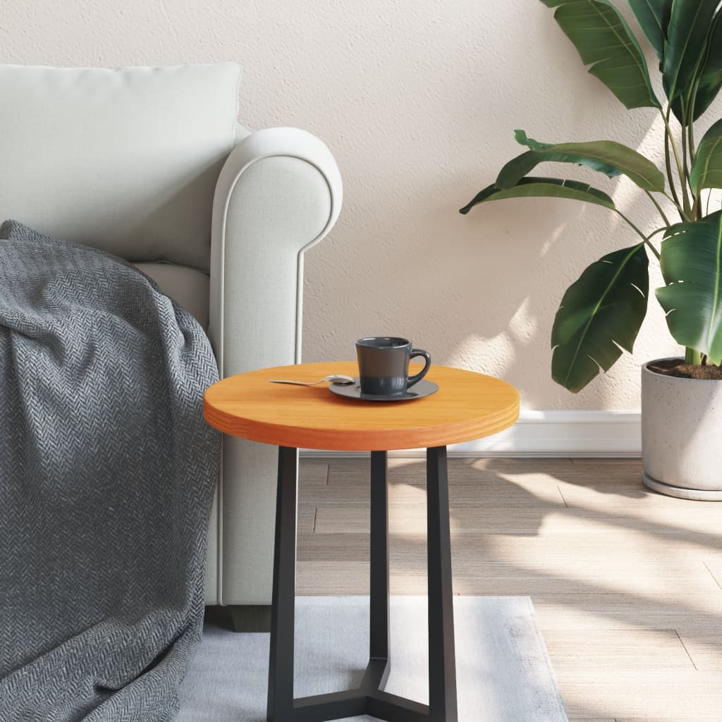 Bordsskiva rund vaxad brun Ø40x2,5 cm massiv furu