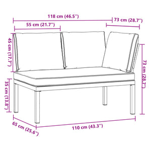 Trädgårdsbänk med dynor svart aluminium