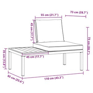 Trädgårdsbänk med dynor svart aluminium