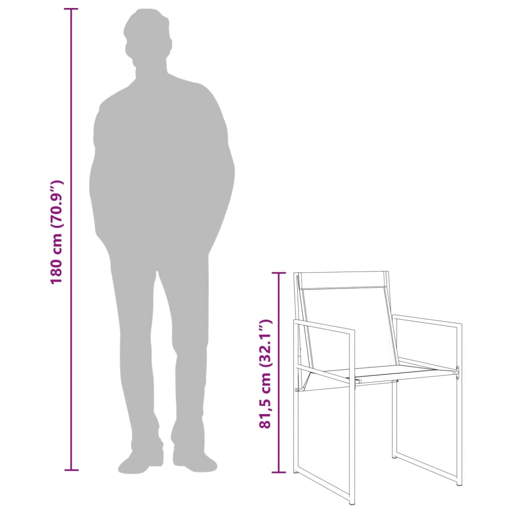 Trädgårdsstolar 4 st svart stål och textilen