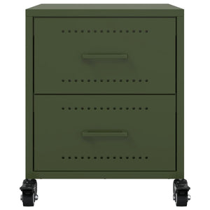 Sängbord 2 st olivgrön 36x39x43,5 cm stål