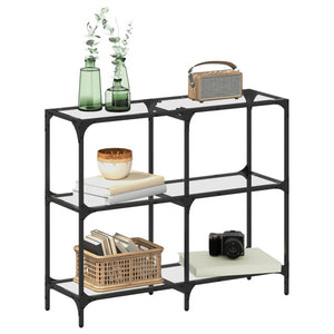 Konsolbord med transparent glasskiva 98x30x81 cm stål