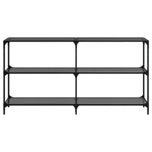 Konsolbord med svart glasskiva 158,5x30x81 cm stål
