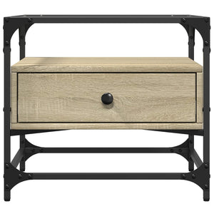 Soffbord med glasskiva sonoma-ek 50x50x45 cm stål