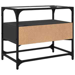 Tv-bänk med glasskiva svart 60x35x51 cm konstruerat trä