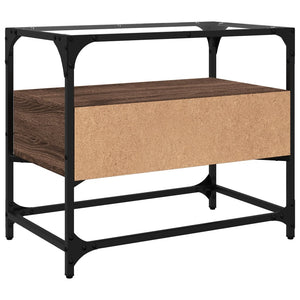 Tv-bänk med glasskiva brun ek 60x35x51 cm konstruerat trä