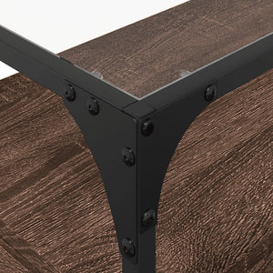 Tv-bänk med glasskiva brun ek 80x35x51 cm konstruerat trä