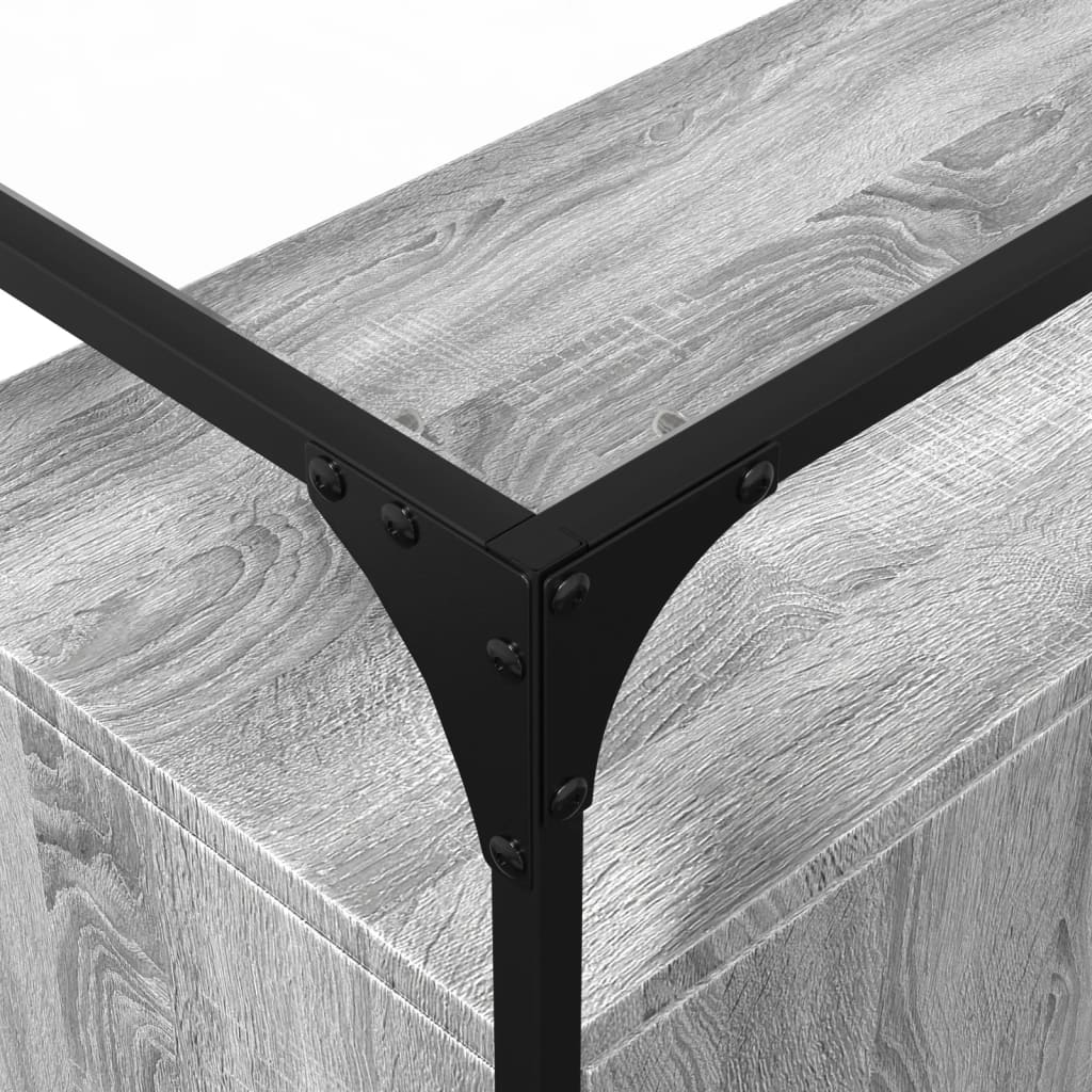 Skänk med glasskiva grå sonoma 98x35x81 cm konstruerat trä