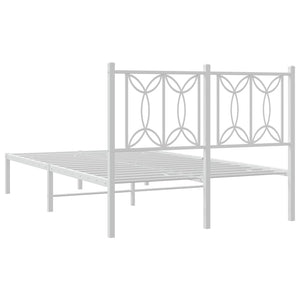 Sängram med huvudgavel metall vit 120x190 cm