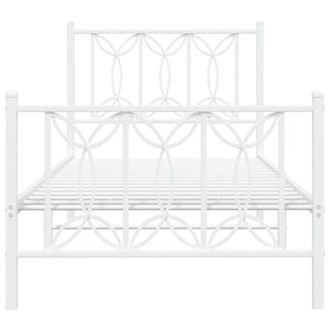 Sängram med huvudgavel och fotgavel vit metall 80x200 cm