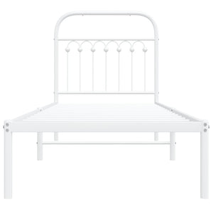 Sängram utan madrass med huvudgavel metall vit 75x190 cm