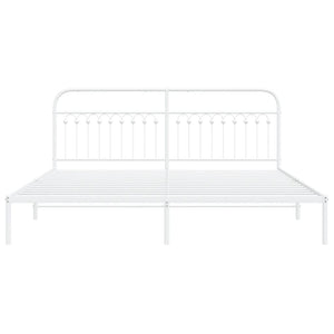 Sängram med huvudgavel metall vit 200x200 cm