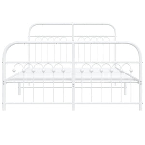 Sängram med huvudgavel och fotgavel vit metall 137x190 cm