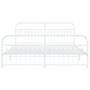 Sängram med huvudgavel och fotgavel vit metall 183x203 cm