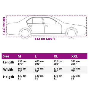Bilöverdrag för Sedan med spännband silver XL heltäckande