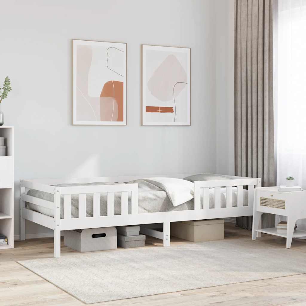 Sängram utan madrass vit 80x200 cm massiv furu