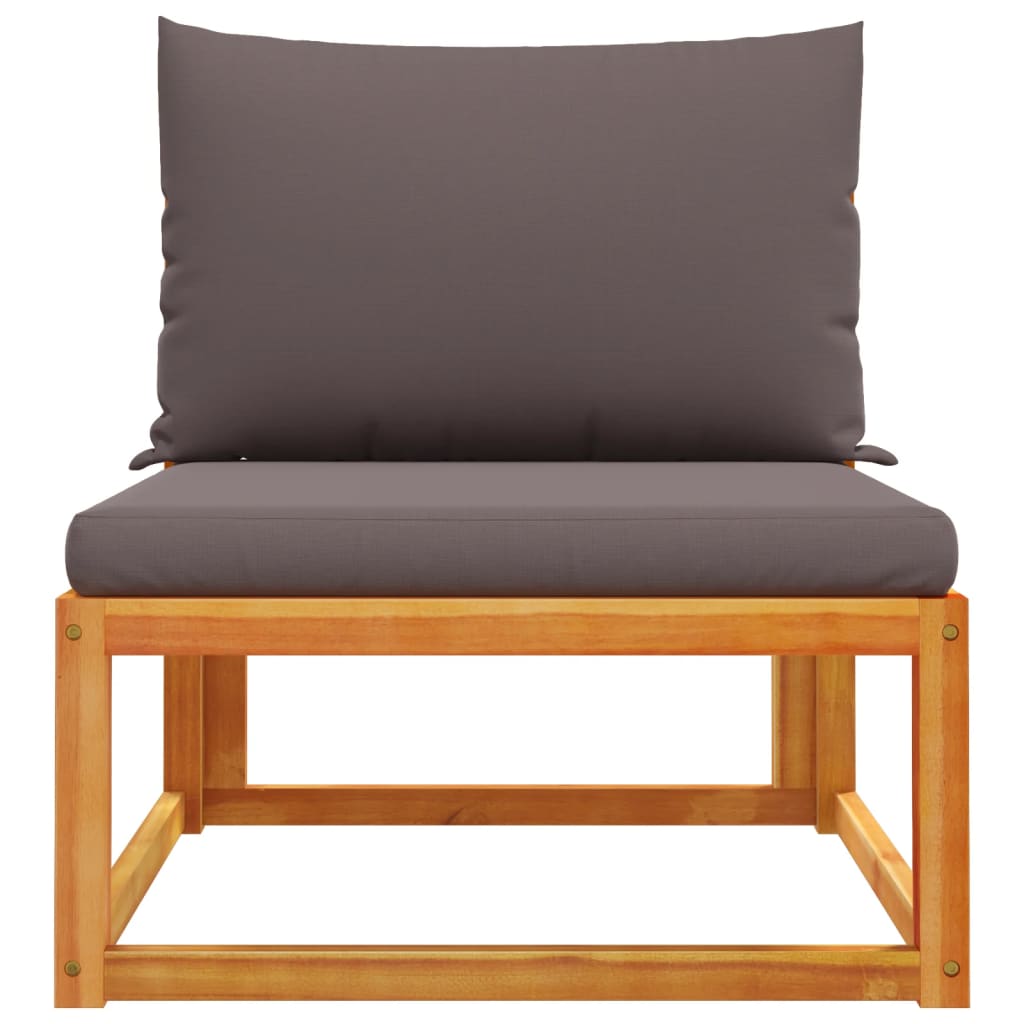 Trädgårdssoffa armlös med kuddar trä akacia och rep