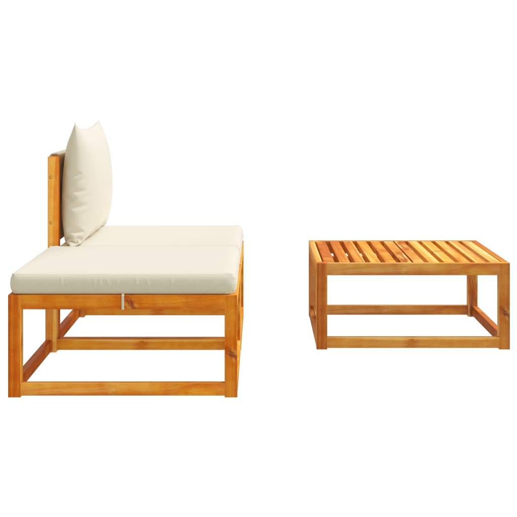 3-delad trädgårdssoffgrupp med kuddar trä akacia och rep