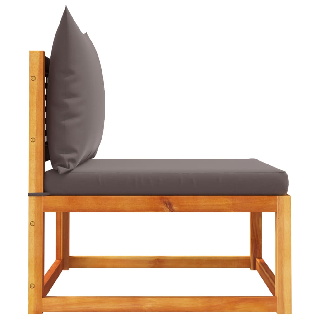 Trädgårdssoffa utan armstöd med kuddar trä akacia och rotting