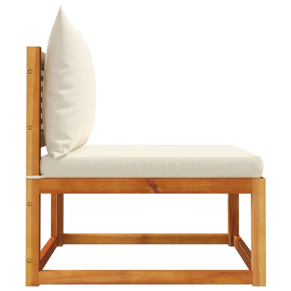 Trädgårdssoffa utan armstöd med kuddar trä akacia och rotting