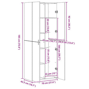 Högskåp vit 70x42,5x185 cm konstruerat trä
