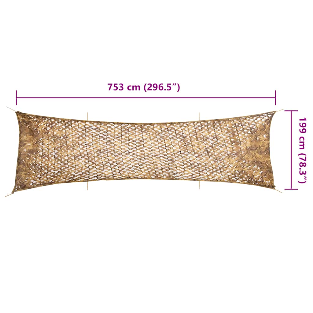 Camouflagenät med förvaringsväska 753x199 cm sand