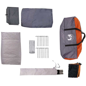 Familjetält tunnel 6 person grå och orange vattentätt