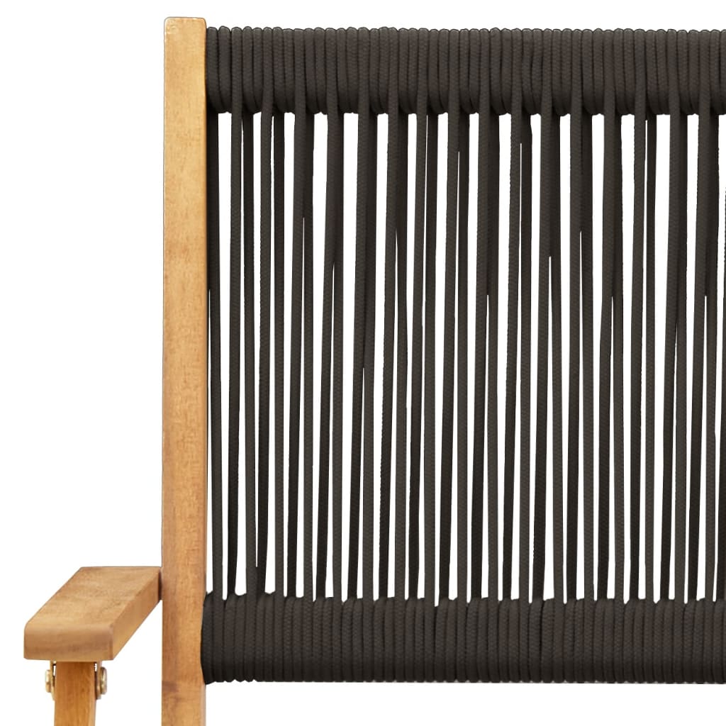 Caféset 3 delar svart polypropen och massivt trä