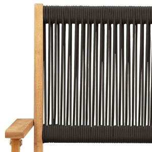 Caféset 3 delar svart polypropen och massivt trä