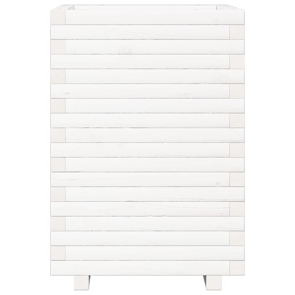 Odlingslåda 50x50x72 cm vit massiv furu