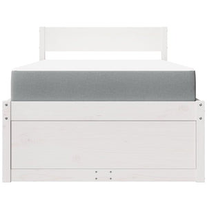 Sängram med lådor och madrass vit 100x200 cm massiv furu
