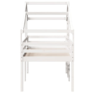 Hög säng med tak vit 90x200 cm massiv furu