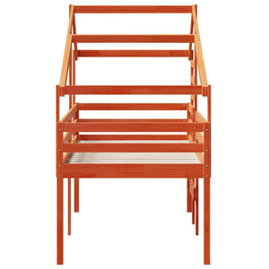 Hög säng med tak vaxad brun 90x190 cm massiv furu