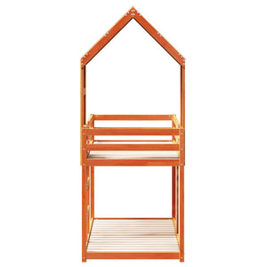 Våningssäng med tak vaxad brun 90x190 cm massiv furu