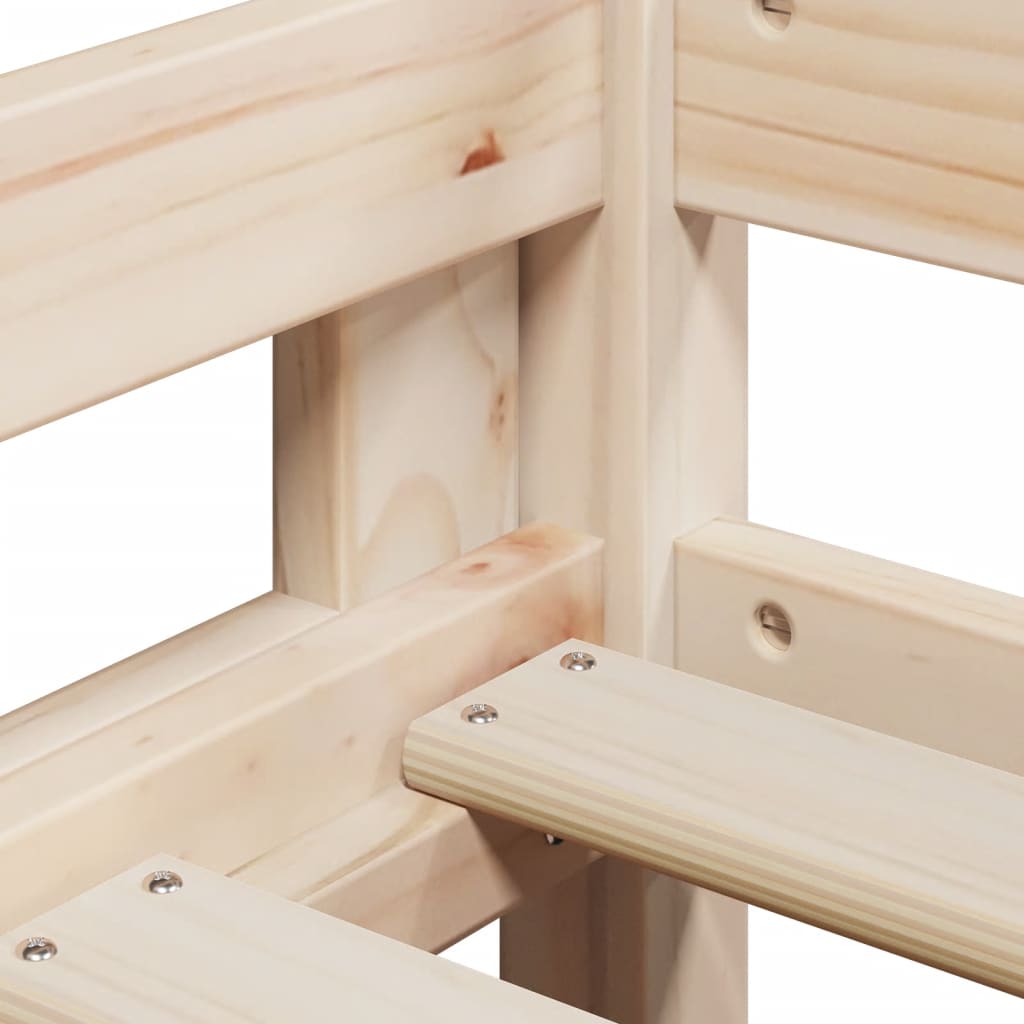 Våningssäng med stege och tak 80x200 cm massiv furu