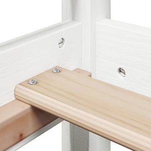 Sängram med bänk och tak vit 75x190 cm massiv furu