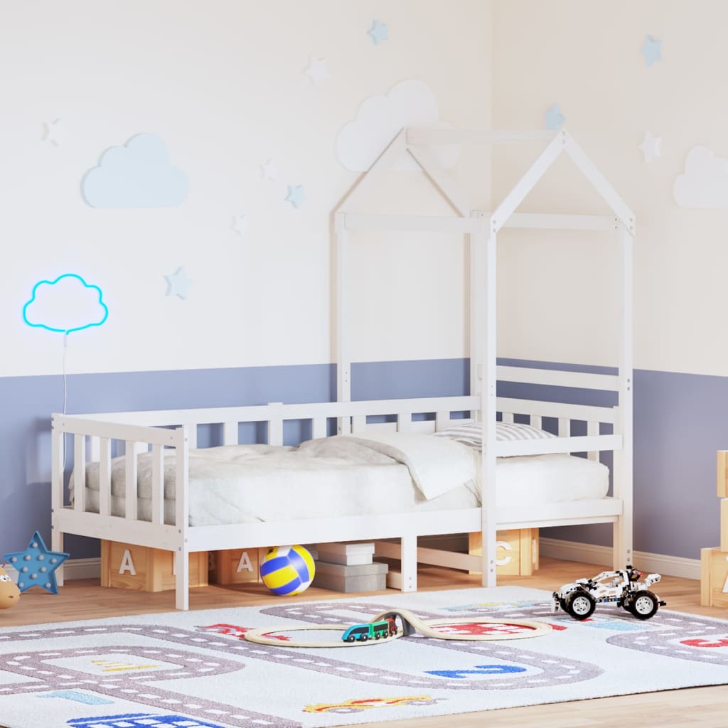Dagbädd med tak vit 80x200 cm massiv furu