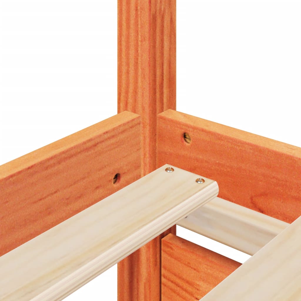 Sängram utan madrass vaxbrun 120x200 cm massiv furu