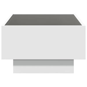 Soffbord med LEDs vit 70x50x30 cm konstruerat trä