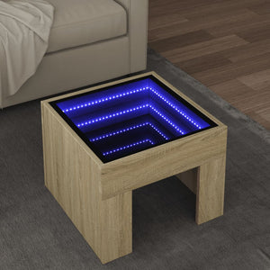 Soffbord med Infinity LEDs sonoma-ek 40x40x30 cm