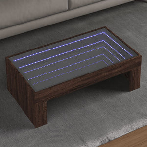 Soffbord med Infinity LEDs brun ek 90x50x30 cm