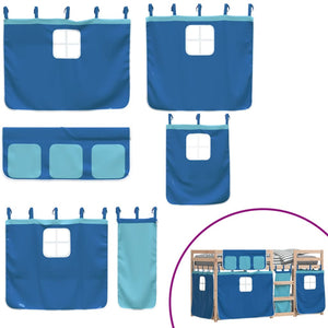 Loftsäng med rutschkana blå 75x190 cm massiv furu