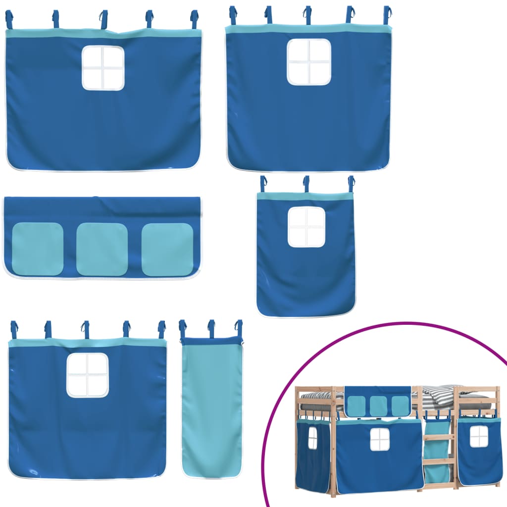 Loftsäng med rutschkana blå 90x200 cm massiv furu