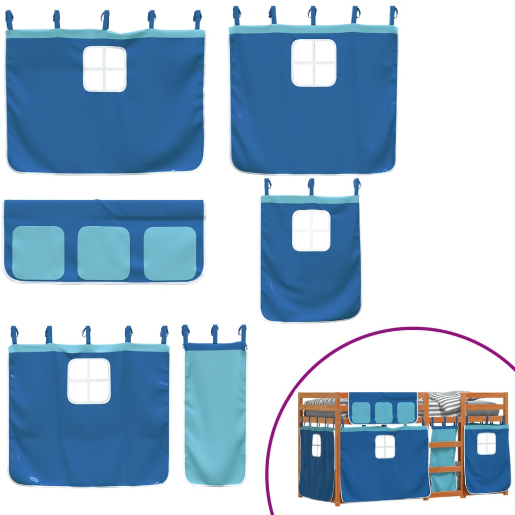 Loftsäng med rutschkana blå 90x200 cm massiv furu