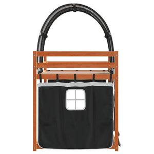 Loftsäng med gardiner vit&svart 80x200 cm massiv furu